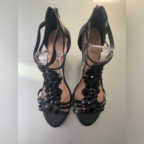 Vince Camaro Women’s Zen Leather Wedge Sandal Black Size 8.5. - Picture 4 of 8